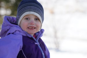 Stevie braving the elements