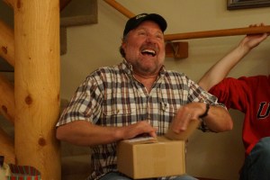 My dad is stoked about something and the gift isn't even open yet!