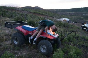My nephew, Dylan "crashing" on the ATV.  Don't worry, I went along with it.